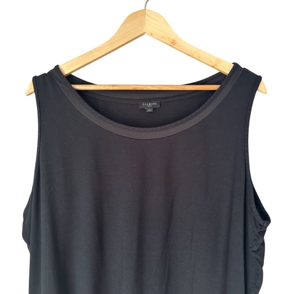 Talbots Black Relaxed Sleeveless Tank Top, Overstitched Neckline, 2X